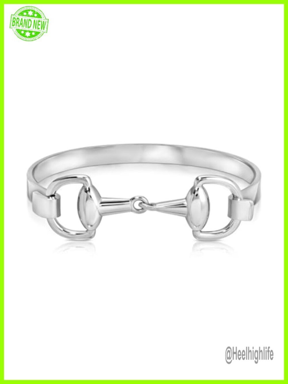 Horsebit Bangle White Gold Plated Stainless Steel Equestrian Jewelry
